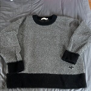Tory Burch Black and White Crew Neck Sweater